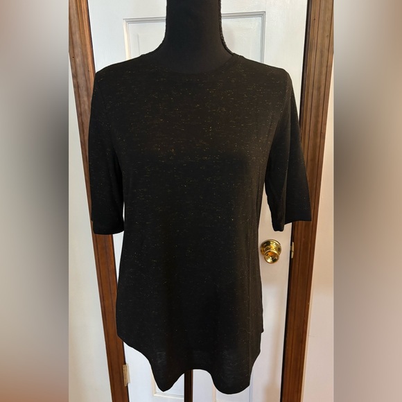 Who What Wear Tops - Black and Gold Speckled Short Sleeve Top